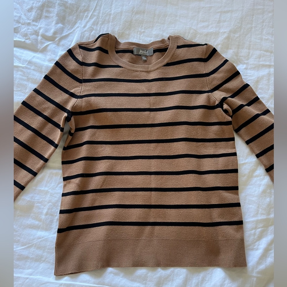Tan and Black Striped Sweater